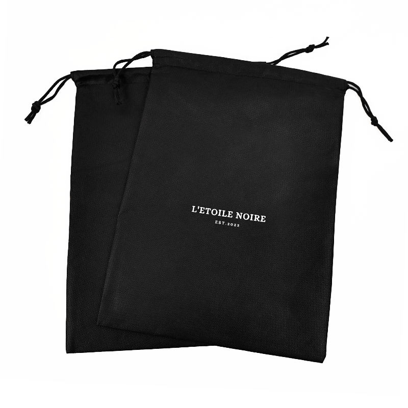Black non-woven drawstring bag