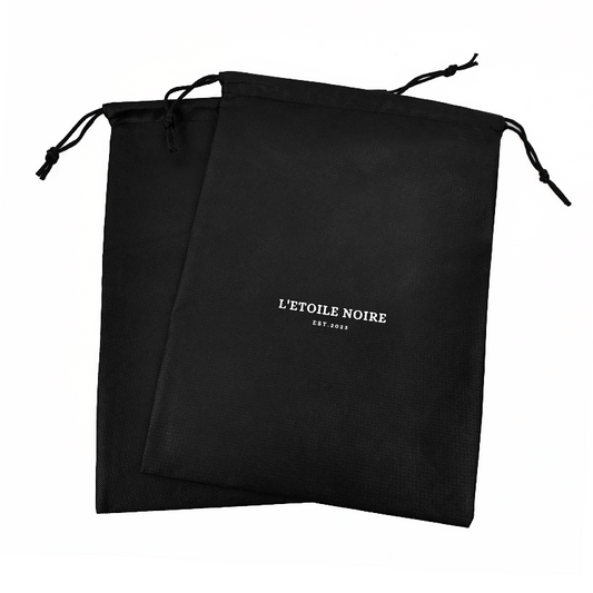 Black non-woven drawstring bag