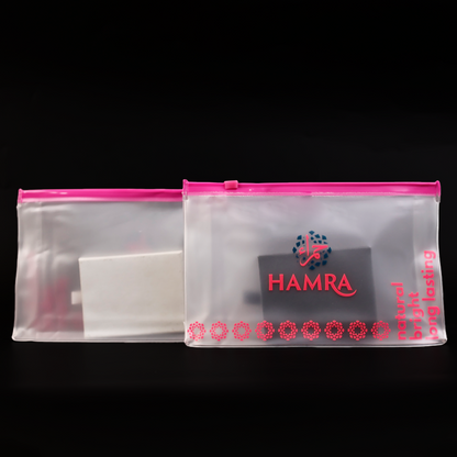 Transparent frosted bottom design pink ziplock bag