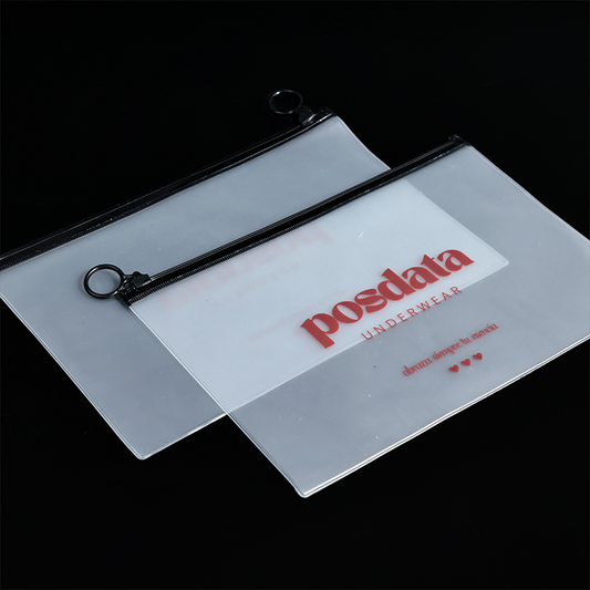Black ring transparent frosted PVC zipper bag
