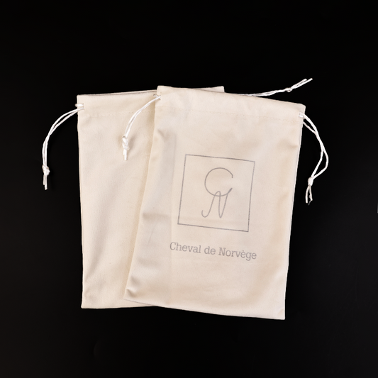 Light brown patterned silver flannel drawstring bag