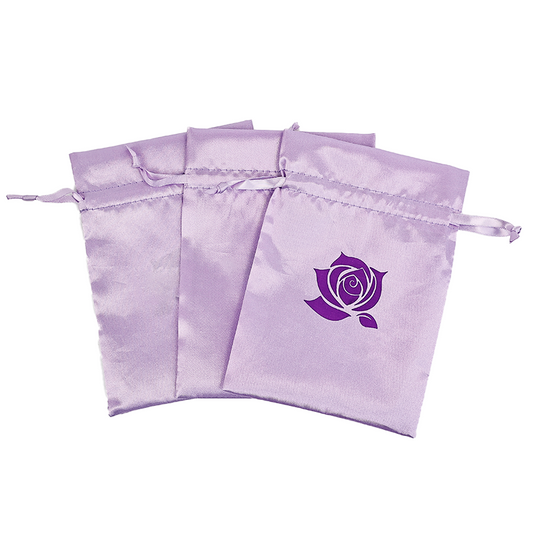 Purple satin drawstring bag