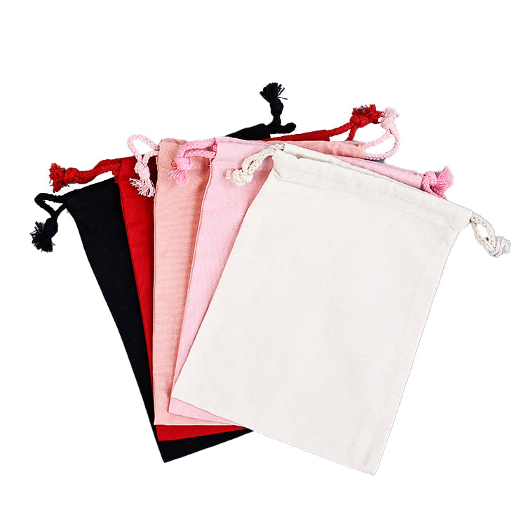 Red color drawstring cotton drawstring bag