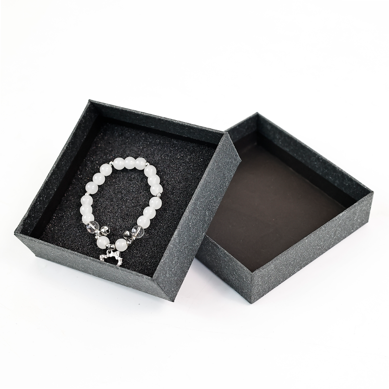 Dark grey square style jewelry box with lid