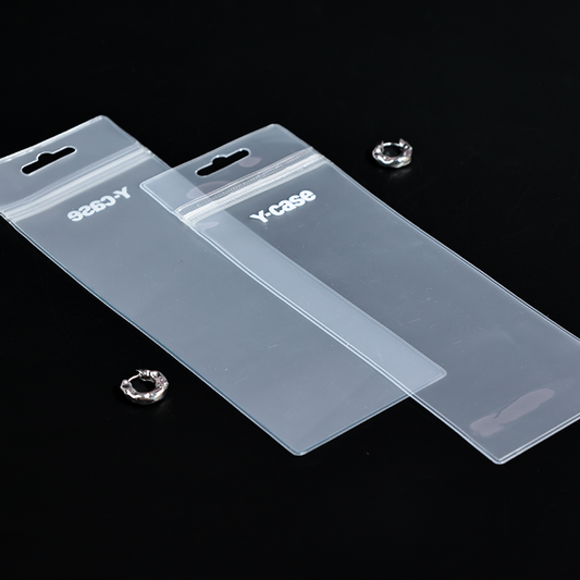 Long transparent frosted PVC zipper bag with hook