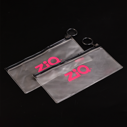 Long transparent frosted black ring zipper bag