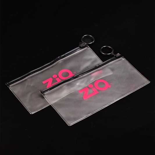 Long transparent frosted black ring zipper bag