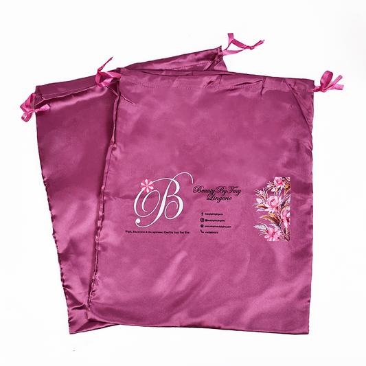 Purple Large Size Satin Drawstring Bag