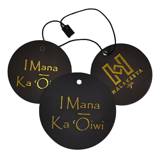 Black round pattern gold stamped hangtag