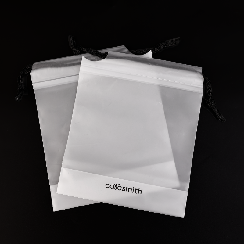 Transparent frosted bottom drawstring bag