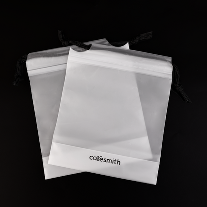 Transparent frosted bottom drawstring bag