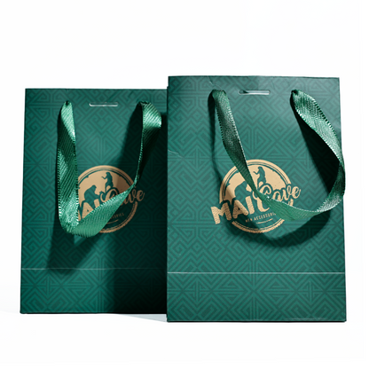 Green small size pattern gold stamping paper bag