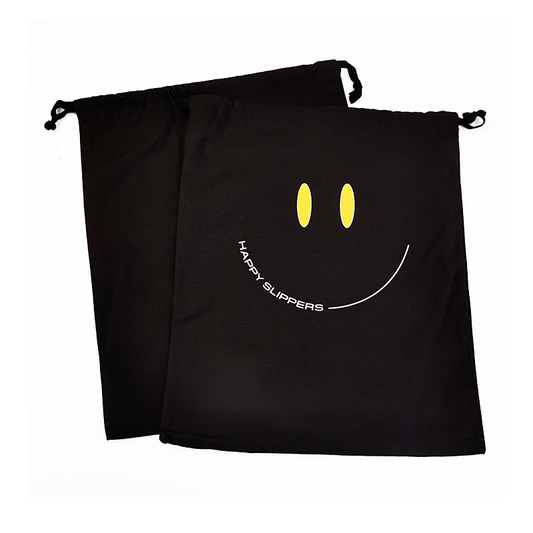 Black canvas drawstring bag