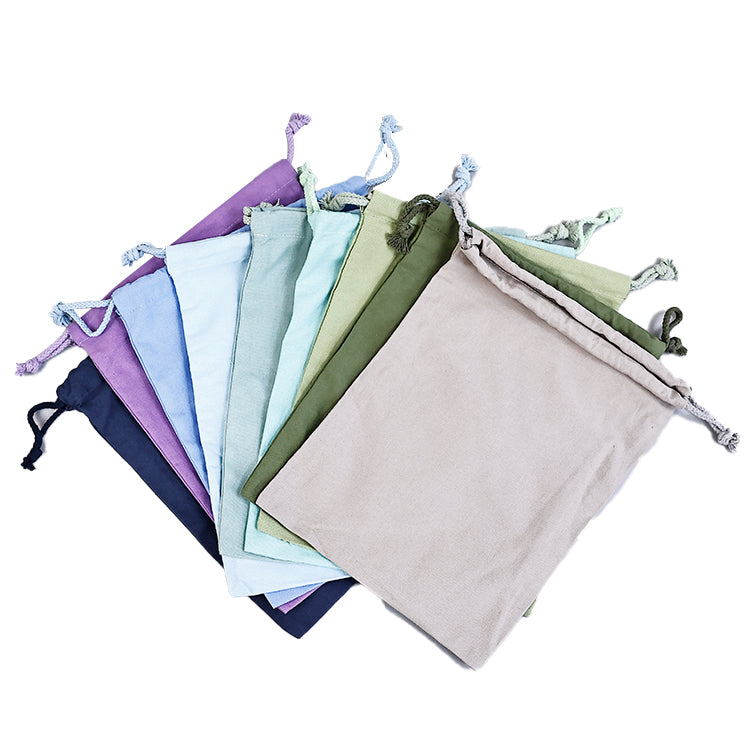Teal cotton drawstring bag