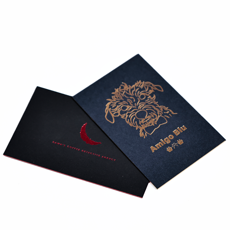 Blue and black card pattern, gold foil on the edges, red Craft