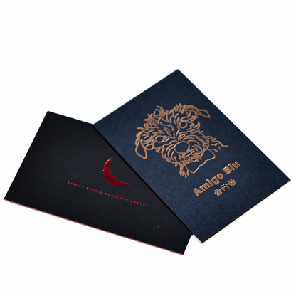 Blue and black card pattern, gold foil on the edges, red Craft