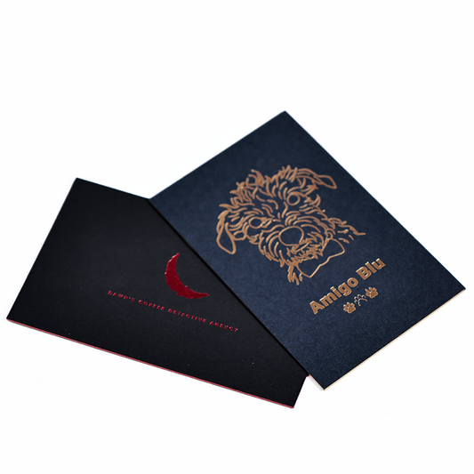 Blue and black card pattern, gold foil on the edges, red Craft