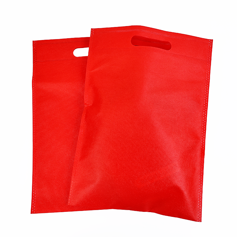 Red non-printed flat non-woven tote bag
