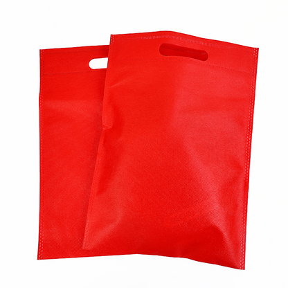Red non-printed flat non-woven tote bag