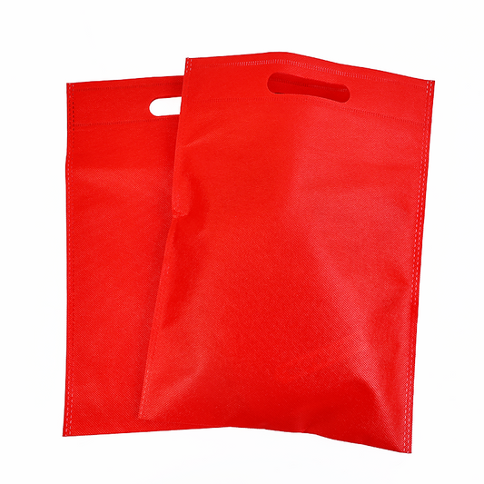 Red non-printed flat non-woven tote bag