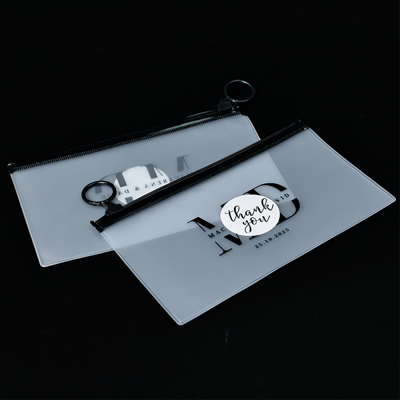 Transparent frosted long zipper bag
