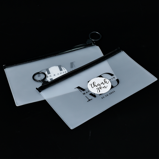 Transparent frosted long zipper bag