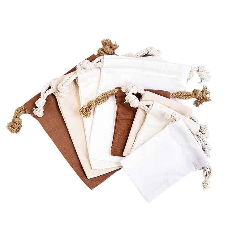 Brown drawstring cotton bag