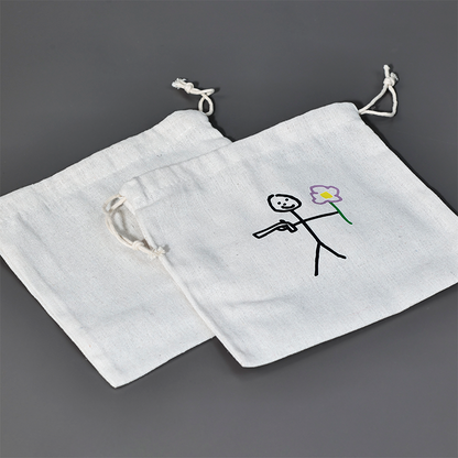 White small size canvas drawstring bag