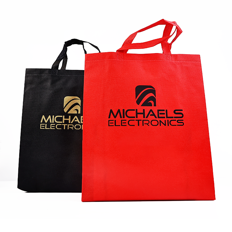 Long multi-color printed non-woven tote bag