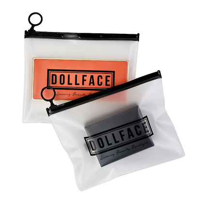 Black pull ring transparent frosted zipper bag