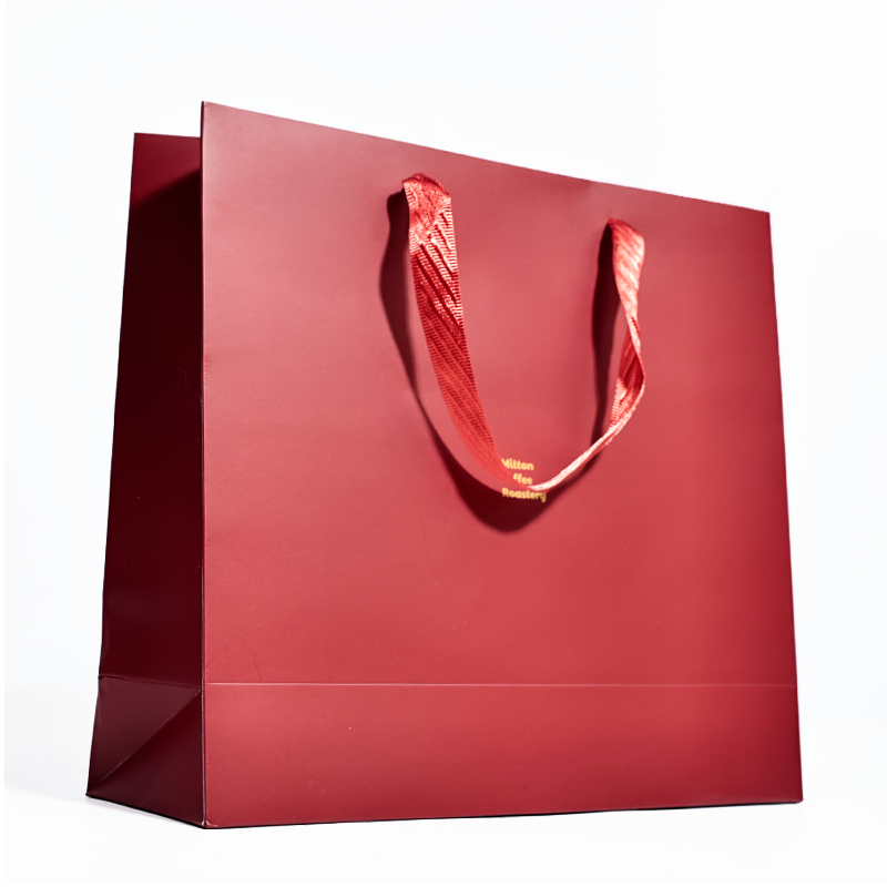 Red gold stamped paper bag