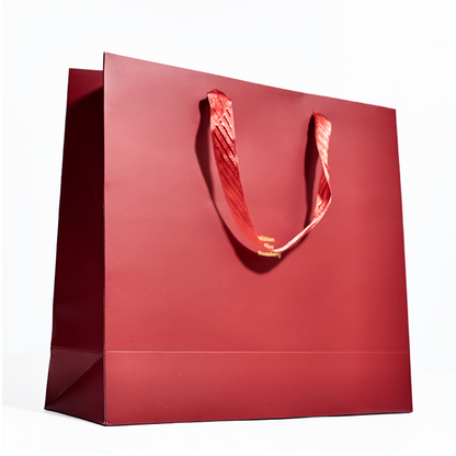 Red gold stamped paper bag