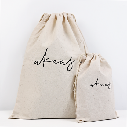 Same style multi-size linen drawstring bag