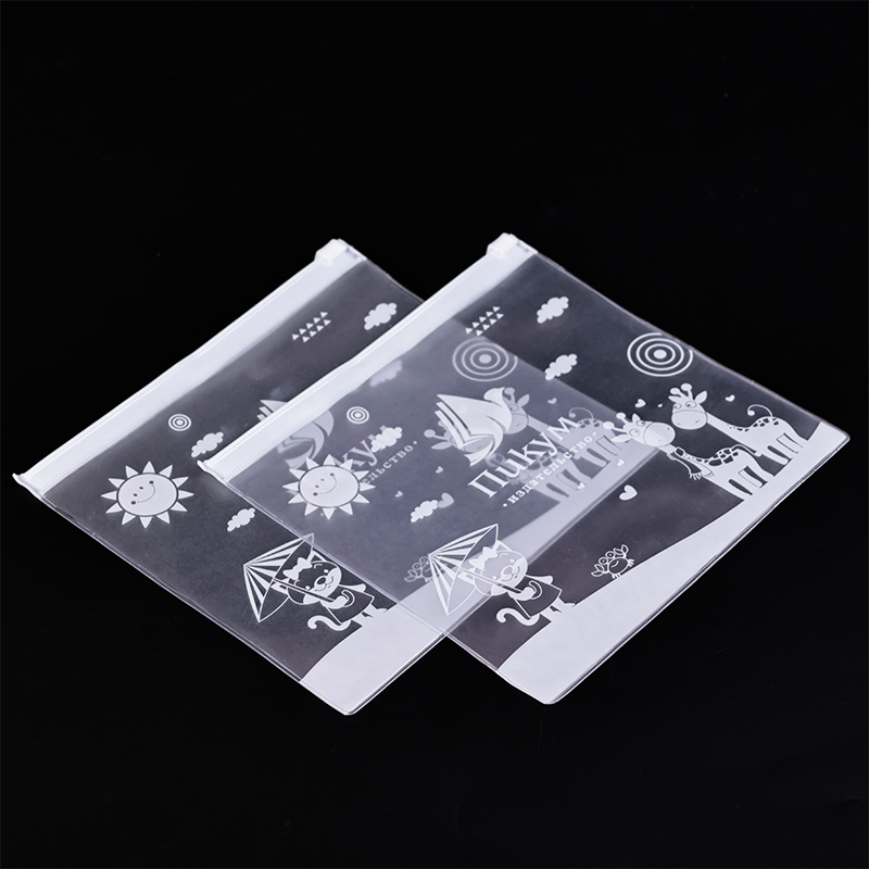 Square full pattern printed plastic snap zipper bag