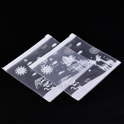 Square full pattern printed plastic snap zipper bag