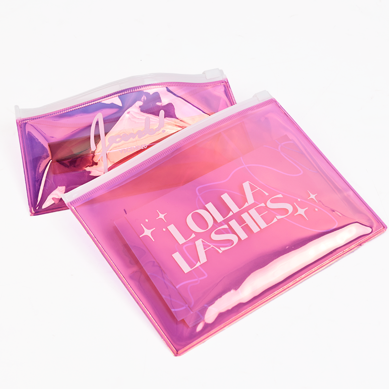 Various sizes of pink laser PVC zipper bags