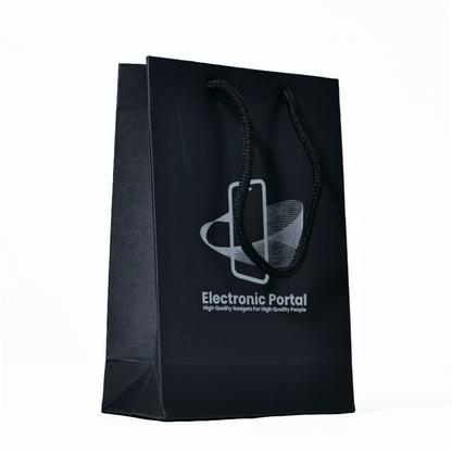Black pattern silver printed paper bag