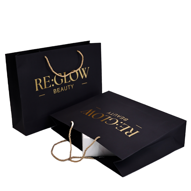 Black gold foil kraft paper tote bag