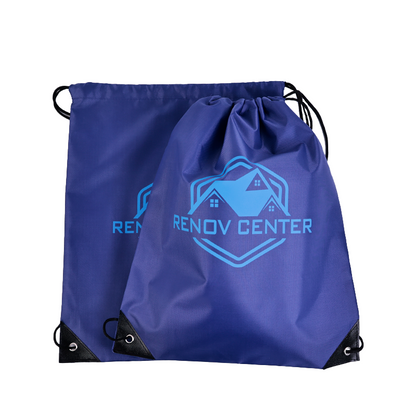 Blue Polyester Backpack Drawstring Bag