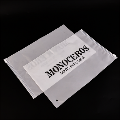 Transparent frosted long zipper bag