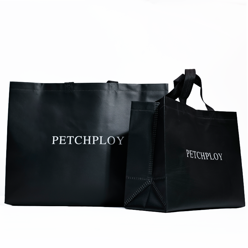Black glossy multi-size non-woven tote bag