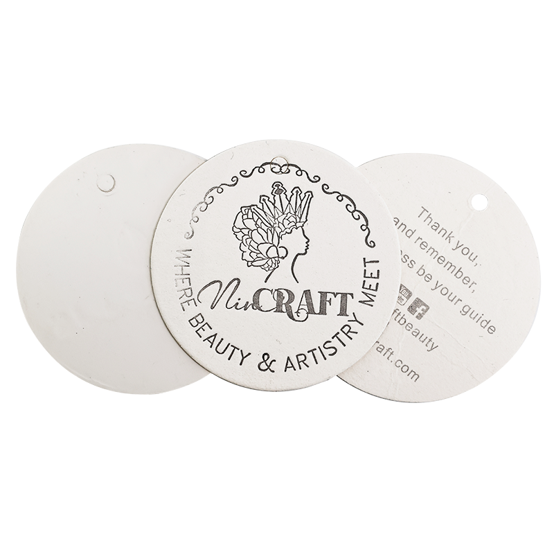 White round embossed hangtag