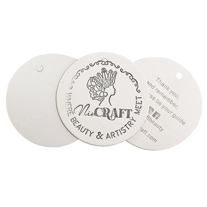 White round embossed hangtag
