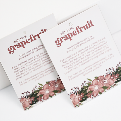 White printed square tag
