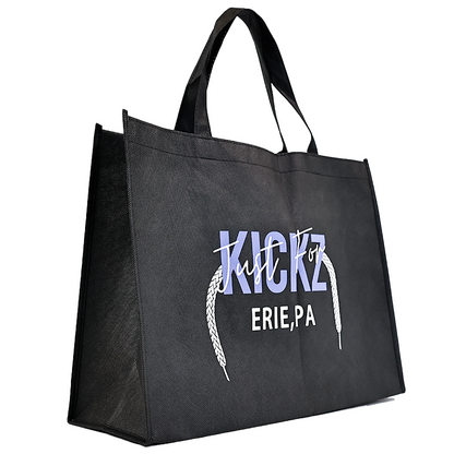 Black non-woven tote bag with bottom