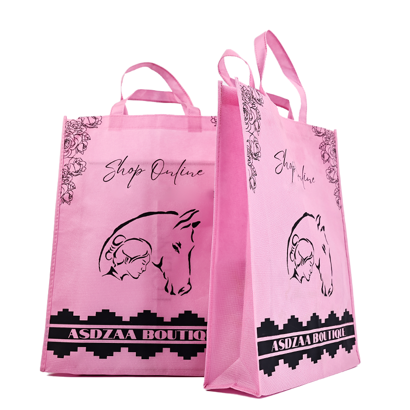 Large size full print pink non-woven tote bag