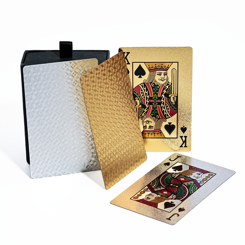 Gold and silver full-page glitter poker cards