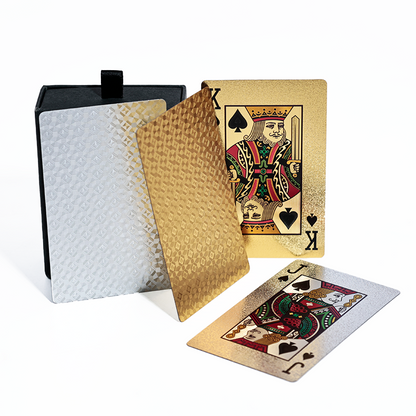 Gold and silver full-page glitter poker cards