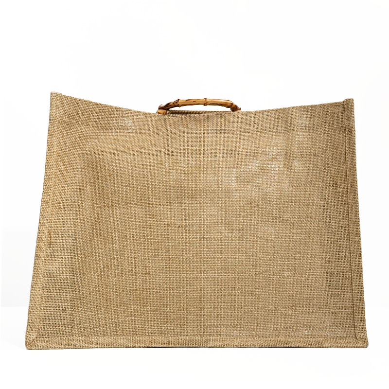 Large size bamboo handbag linen tote bag