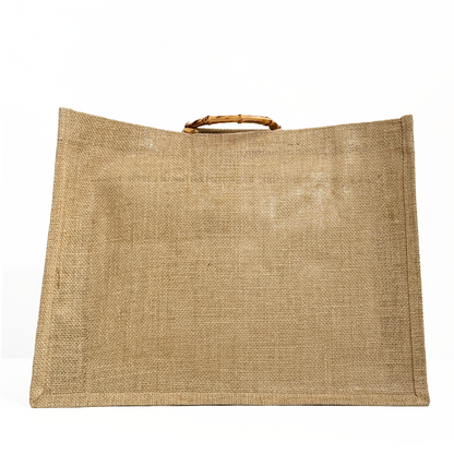 Large size bamboo handbag linen tote bag